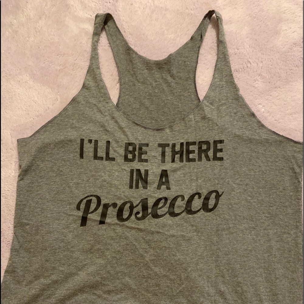 Racerback “Prosecco” gray tank top XL🍾